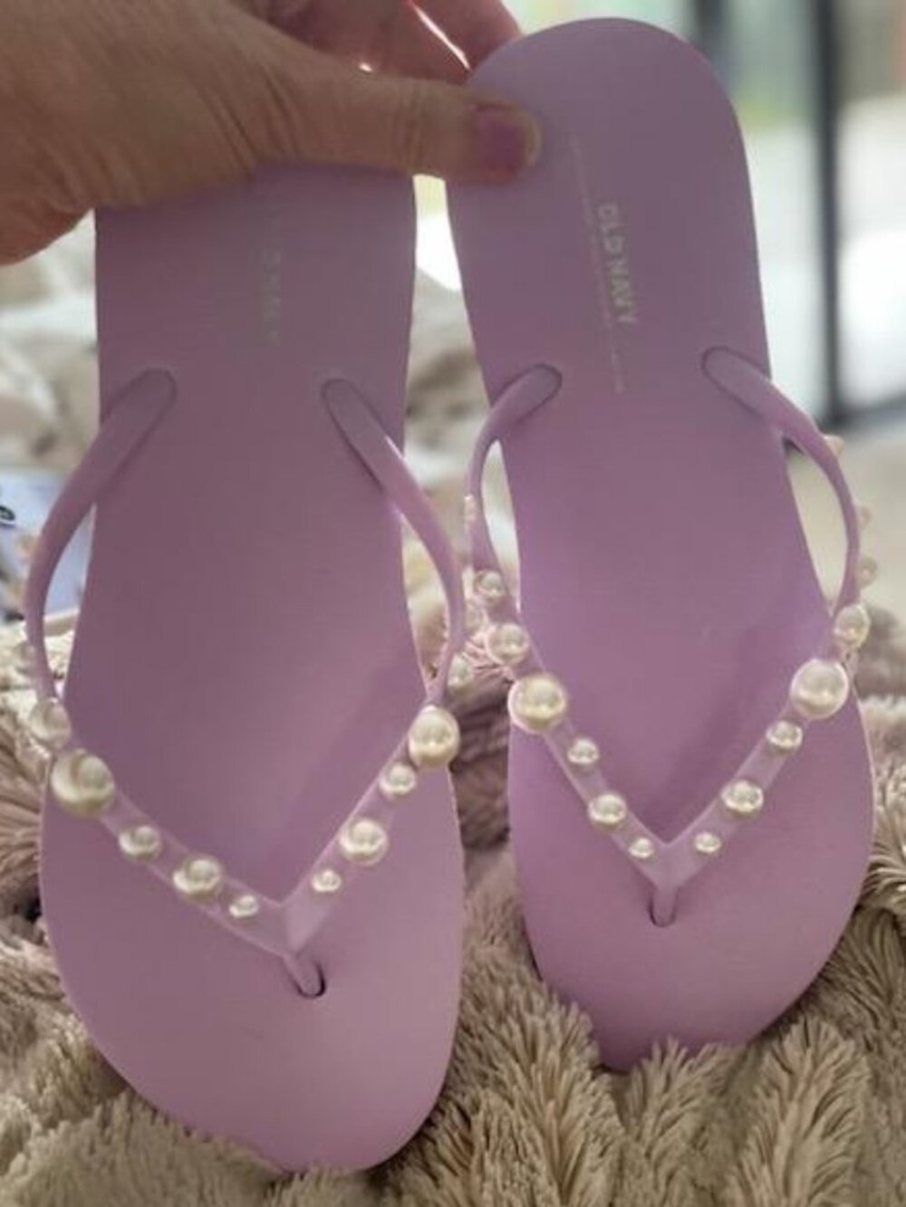 Custom Pearl Bridal Thong Flip Flops Sandals New-Size 10